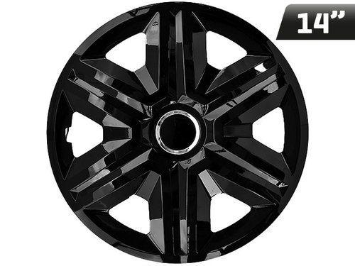 Huse Roți Fast Negru Lacuit + Inel 14&quot;, 4 Buc Carmotion KC63113