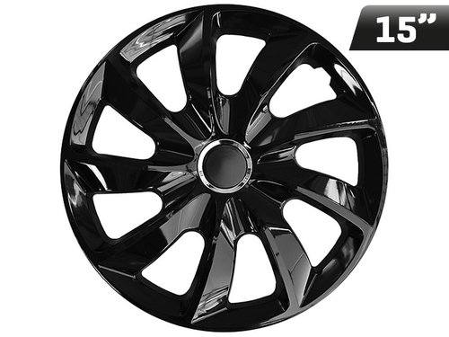 Huse Roți Stig Lacuite Negru + Inel 15&quot;, 4 Buc Carmotion KC63165