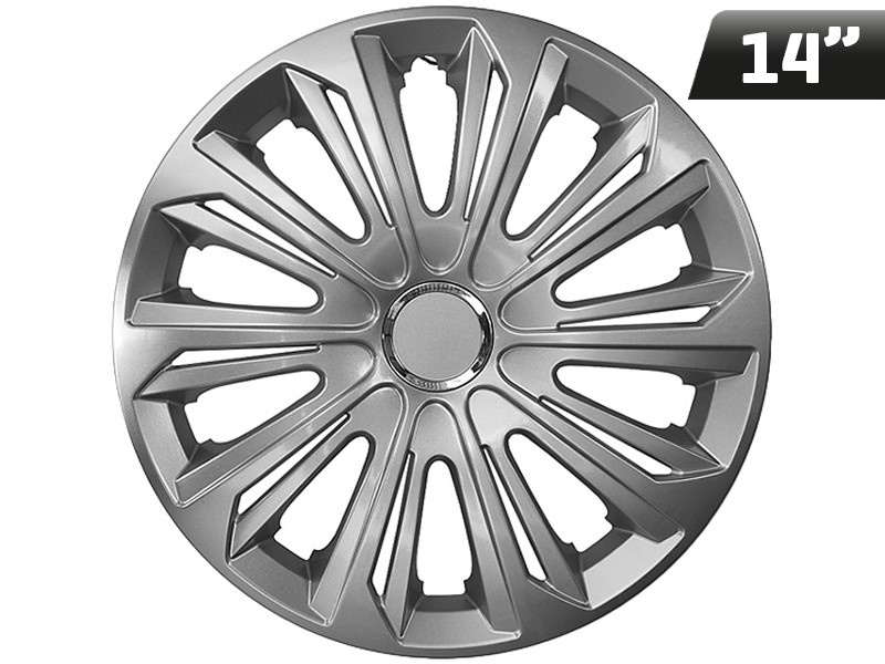 Huse Roți Strong Argintiu Lacuit + Inel 14&quot;, 4 Buc Carmotion KC63122