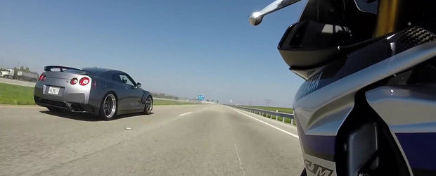 Ilegale in SUA: Yamaha R1M vs Nissan GT-R de 750 CP