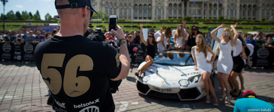 Imagini de senzatie, surprinse in Piata Constitutiei din Bucuresti, cu masinile de la Gumball 3000