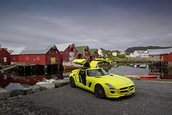 Imagini de vis: Mercedes SLS AMG  E-Cell pozeaza in Norvegia