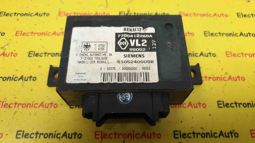 Imobilizator Renault Twingo Megane, 7700412260A, S105240005B, VL2