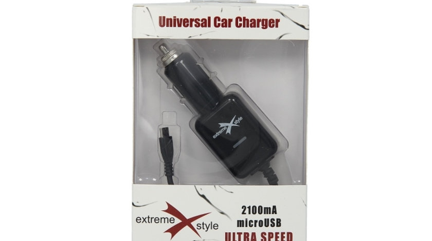 Incarcator auto 12V bricheta , micro USB 2.1A, EXTREME STYLE cod intern: ACCESORII193
