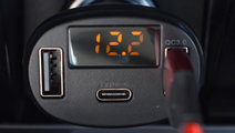 Incarcator Auto 1xusb Qc3.0 + 1xusb 2.4a + 1xusb T...
