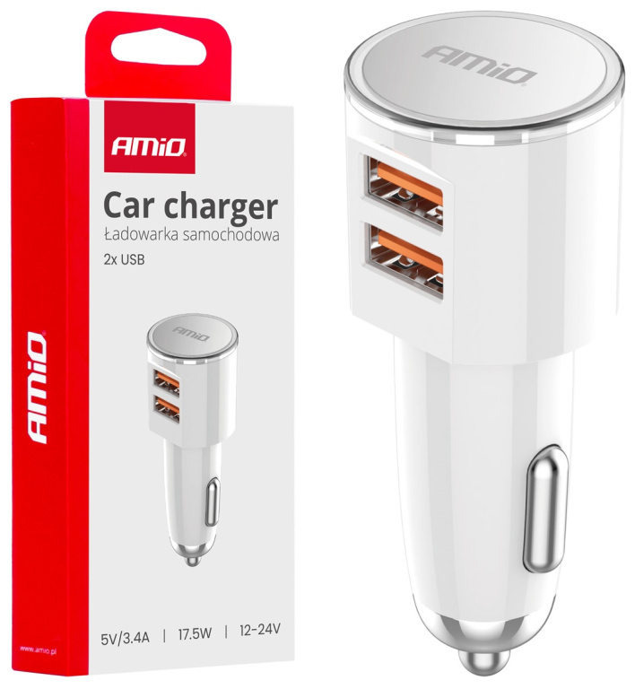 Incarcator Auto 2 x USB-A 3.4A Amio 03888