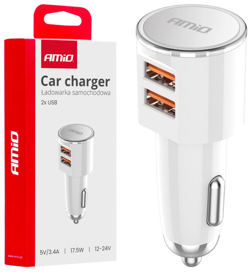 Incarcator Auto 2 x USB-A 3.4A Amio 03888