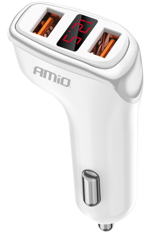 Incarcator Auto 2 x USB-A + Voltmetru 3.1A Amio 03887