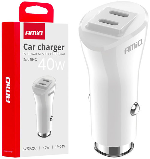 Incarcator Auto 2 x USB-C 40W Amio 03884