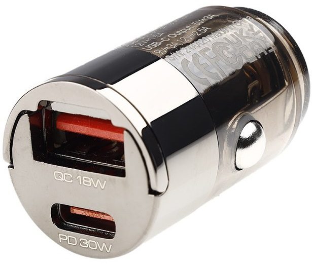 Incarcator Auto Bricheta Wayme 12V / 24V USB 18W + USB-C PD 30W, Nano, Cu Inel 63055
