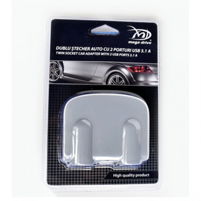 Incarcator Auto Mega Drive 2/2 Porturi Usb/Bricheta 3.1A 98514