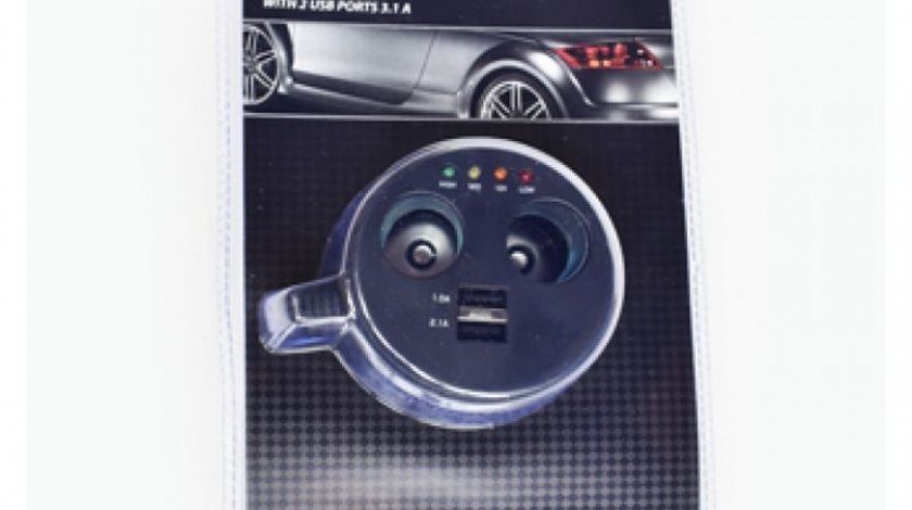 Incarcator Auto Mega Drive Forma Pahar 2/2 Porturi Usb/Bricheta 3.1A 98516