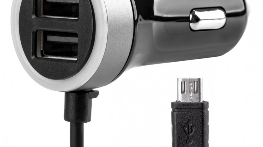 Incarcator Auto Pch Pro-01 Microusb+2xusb 2.4a 12/24v Amio 02056