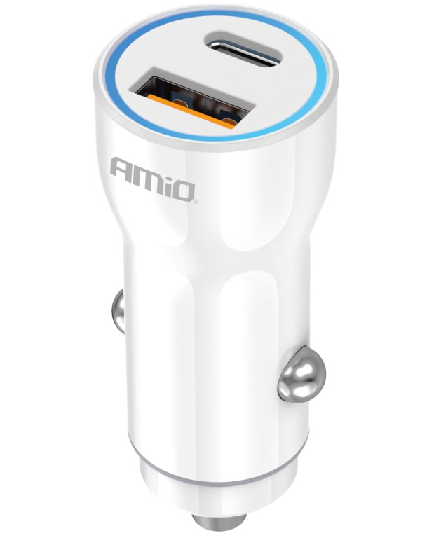Incarcator Auto USB-A+ USB-C 20W Amio 03881