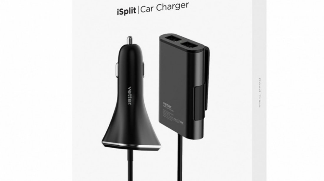 Incarcator Auto Vetter ISplit Smart Car Charger 9.6A 4 X USB Negru CAAVTDP34ADD