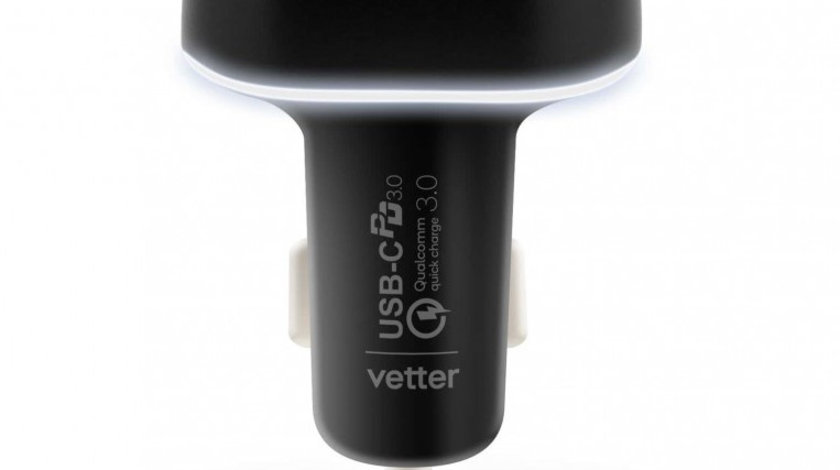 Incarcator Auto Vetter Smart Car Charger 2Nd Gen QC 3.0 And Power Delivery 63W CCAVTPD63WD
