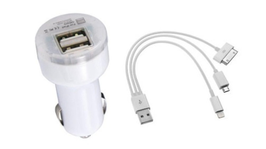 Incarcator Briheta Usb Art Alb Premium + Cabluri