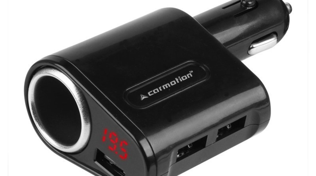 Incarcator Usb 5a Max, X3 Cu Voltmetru 8-30v Si Priza Euro Max 120w Carmotion 58710