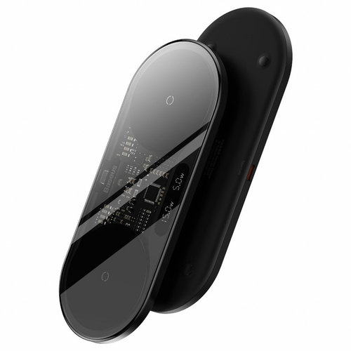 Incarcator Wireless Telefon Baseus Digital Led Display Fără Fir Dublu Cu Afișaj Digital 20W Negru...