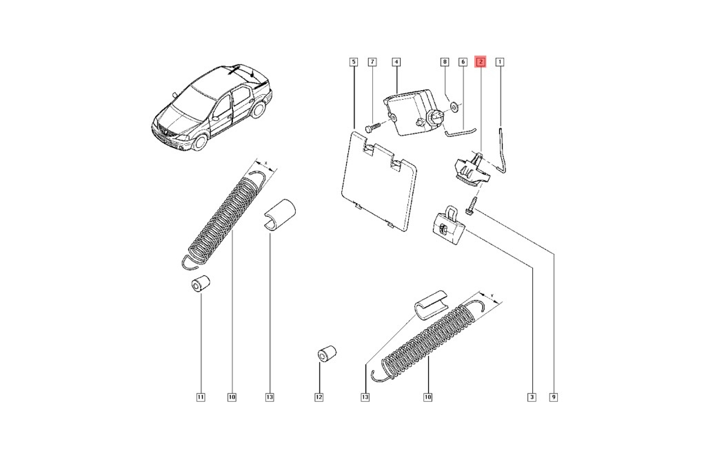 Incuietoare Broasca capota portbagaj Dacia Logan NOUA 7700838546 OE