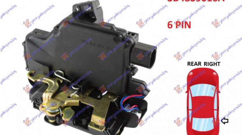 Incuietoare Usa Spate Centralizata 6pin - Vw Golf Iv 1998 , 3b4839016a