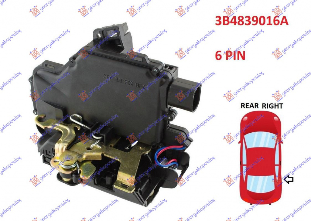 Incuietoare Usa Spate Electrica 6pin - Skoda Octavia 4 1997 , 3b4839016a