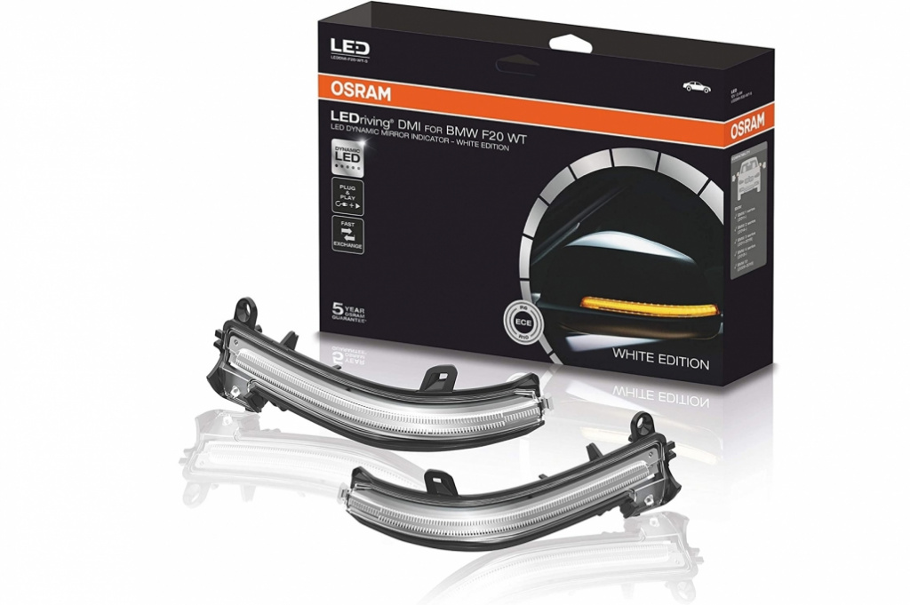 Indicator Dinamic Full LED pentru Oglinda Osram compatibil cu BMW 1 Series F20 F21 2 Series F22 F23 F87 M2 3 Series F30 F31 F34 GT 4 Series F32 F33 F36 X1 E84 Editia Alba LEDDMIF20WT