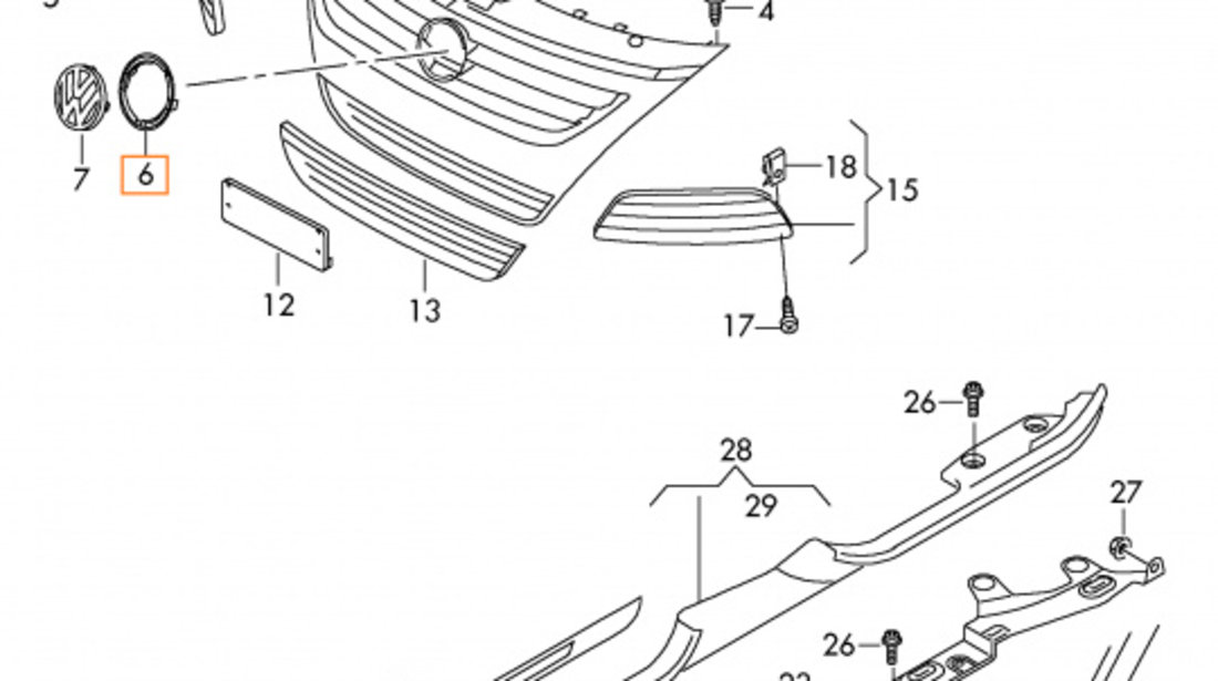 Inel adaptor Emblema Fata Oe Volkswagen Passat B6 2005-2011 3C0853347ARYP