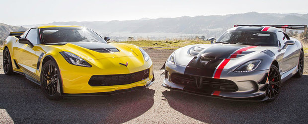 Infruntarea gigantilor americani: Corvette Z06 vs. Viper ACR