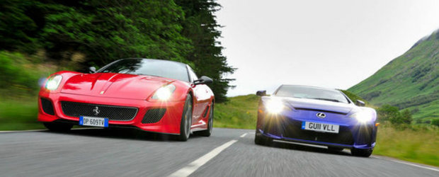 Infruntarea titanilor: Ferrari 599 GTO versus Lexus LFA