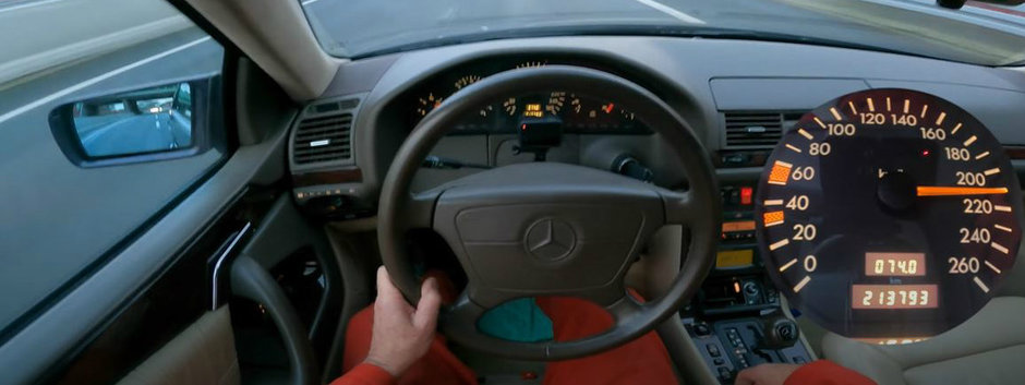 Inginerie germana. S-a filmat cu peste 200 km/h pe Autobahn la volanul unui Mercedes din '97