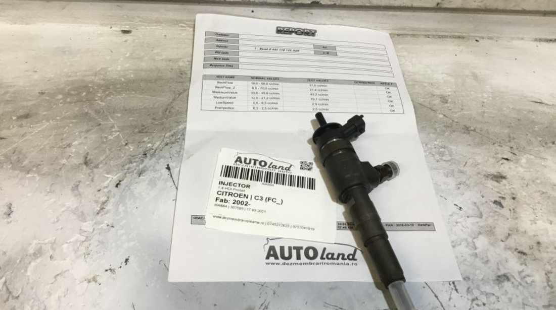 Injector 0445110135 1.4 HDI Probat Citroen C3 FC 2002