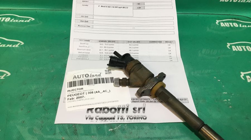 Injector 0445110297 1.6 HDI Probat Peugeot 308 4A ,4C 2007