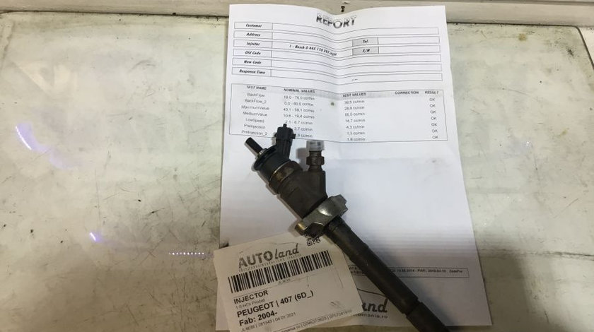 Injector 0445110297 1.6 HDI Probat Peugeot 407 6D 2004