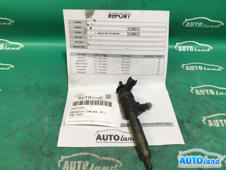 Injector 0445110340 1.6 HDI Probat Peugeot 308 4A ,4C 2007