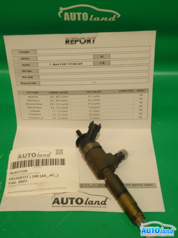 Injector 0445110566 1.6 HDI Probat Peugeot 308 4A ,4C 2007