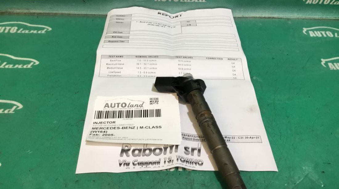 Injector 0445115027 3.0 CDI V6 Probat Mercedes-Benz M-CLASS W164 2005