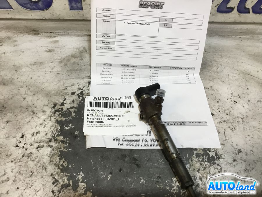 Injector 8200294788 1.5 DCI E4 Probat Renault MEGANE III Hatchback BZ0/1 2008