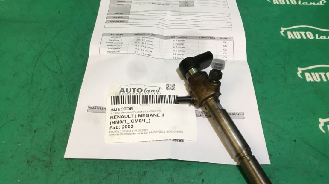 Injector 8200380253 1.5 DCI Siemens Probat,8200294788 Renault MEGANE II BM0/1 ,CM0/1 2002