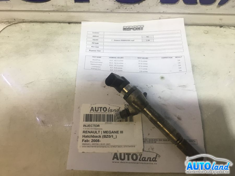 Injector 8200842205 1.5 DCI E4 Siemens Renault MEGANE III Hatchback BZ0/1 2008