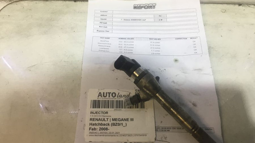 Injector 8200842205 1.5 DCI E4 Siemens Renault MEGANE III Hatchback BZ0/1 2008