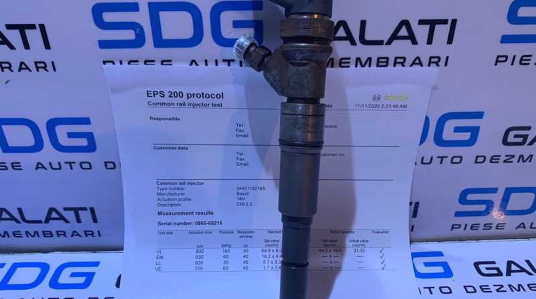 Injector Injectoare Probate Testate cu Fisa BMW Seria 1 E87 120 2.0 D 2003 - 2013 Cod 0445110216 7793836