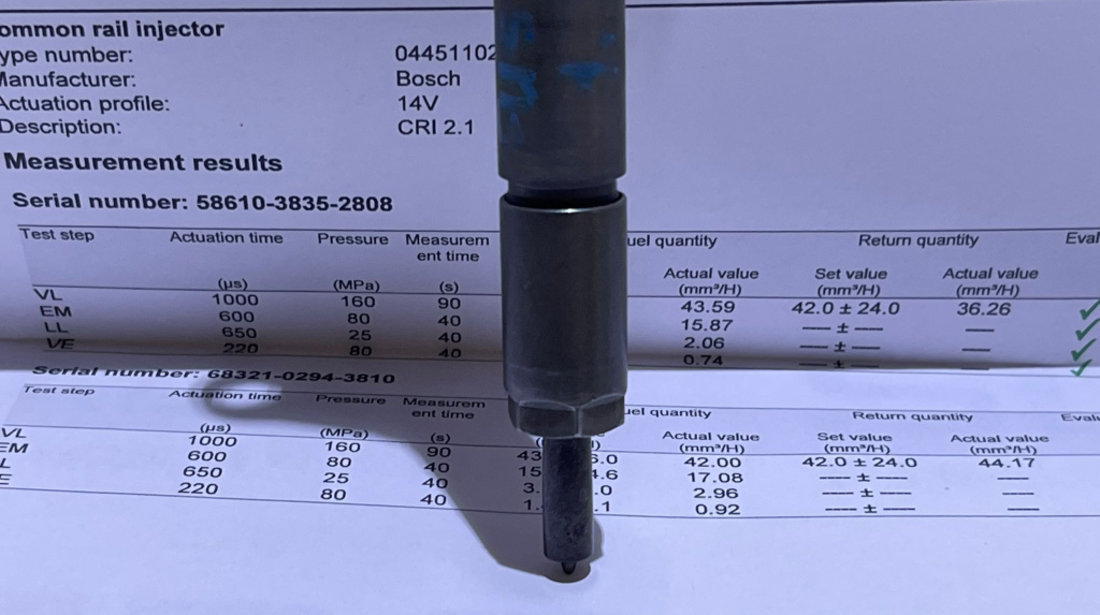 Injector Injectoare Verificat pe Banc cu Fisa Fiat Scudo 2 1.6 D 2007 - 2016 Cod 0445110239