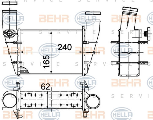 Intercooler, compresor (8ML376727581 HELLA) AUDI,AUDI (FAW),VW,VW (SVW)