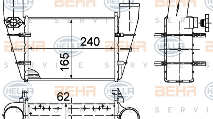 Intercooler, compresor (8ML376727581 HELLA) AUDI,AUDI (FAW),VW,VW (SVW)