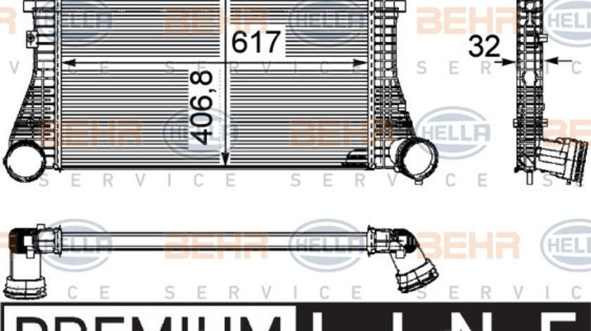 Intercooler, compresor (8ML376746061 HELLA) VW,VW (FAW),VW (SVW)