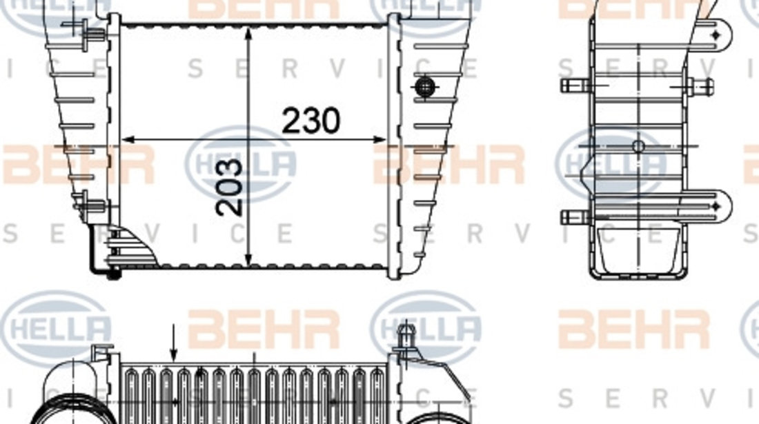 Intercooler, compresor (8ML376776634 HELLA) SKODA,VW