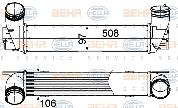 Intercooler, compresor (8ML376988074 HELLA) BMW