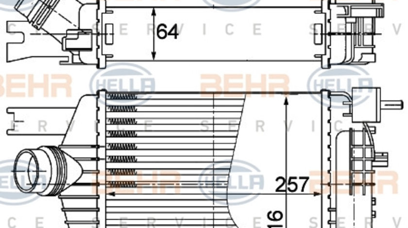 Intercooler, compresor (8ML376988164 HELLA) DACIA,RENAULT