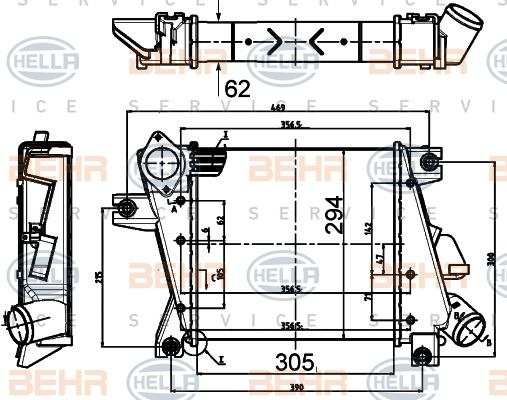 Intercooler, compresor (8ML376988344 HELLA) NISSAN